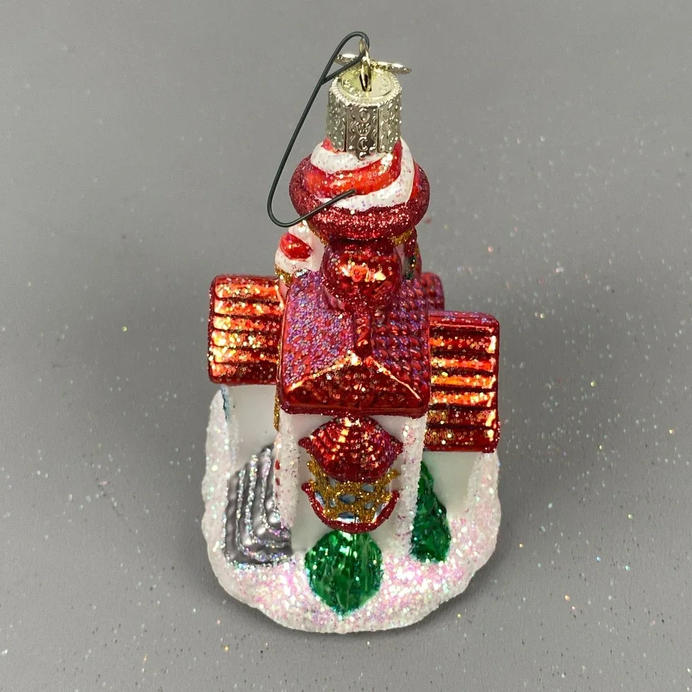 Old World Christmas Glass Ornaments Santa Claus and Gingerbread House Set of 2